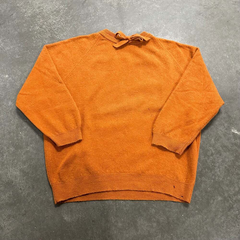 Vintage 1960’s Koret of California Wool Knit Orange Sweater With Bow Accent